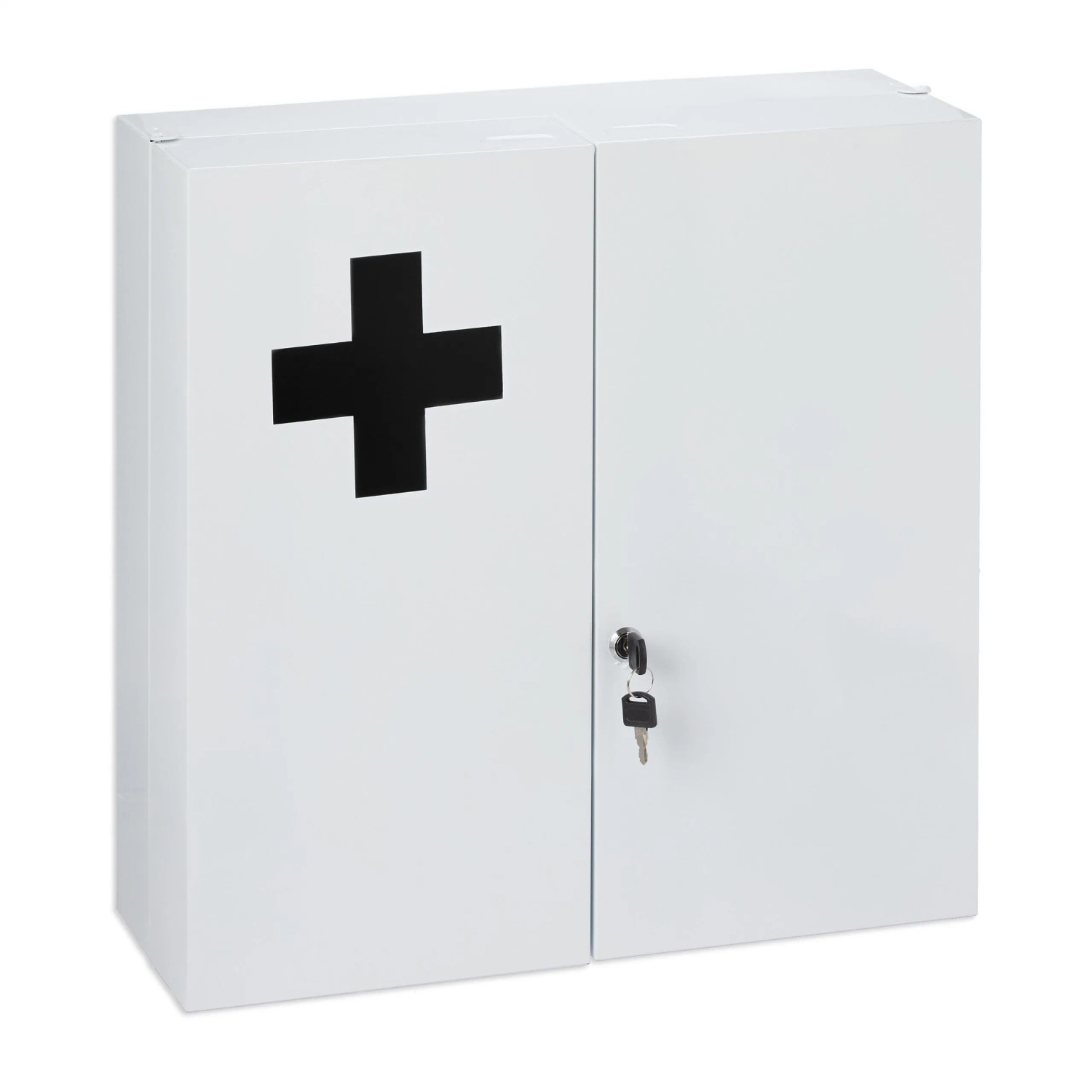 Relaxdays Medizinschrank Stahl Weiß Abschließbar 53,5 cm x 53 cm x 19 cm 5,6 kg