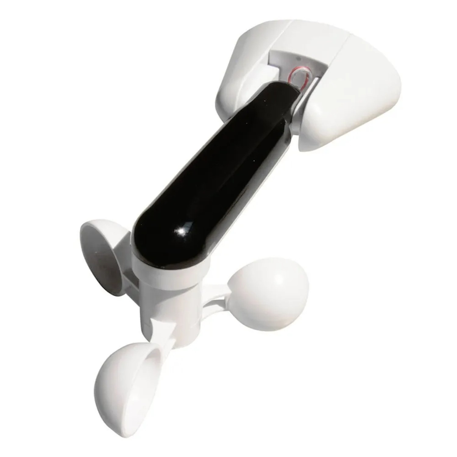 Windsensor/Sonnensensor für Home Deluxe Vollkassettenmarkise ELOS, weiße Halterung, schwarzer Sensor.