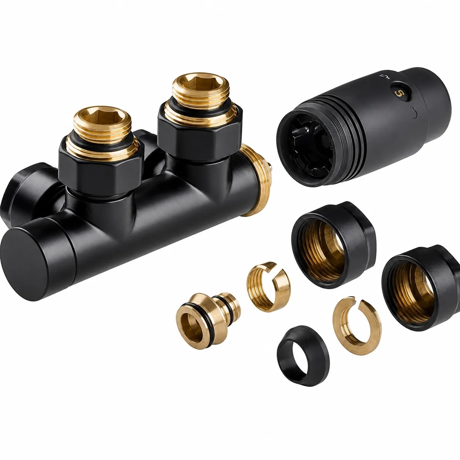 Swiss Aqua Technologies Thermostatventil Set Universal für Mittleren Anschluss 50MM Schwarz
