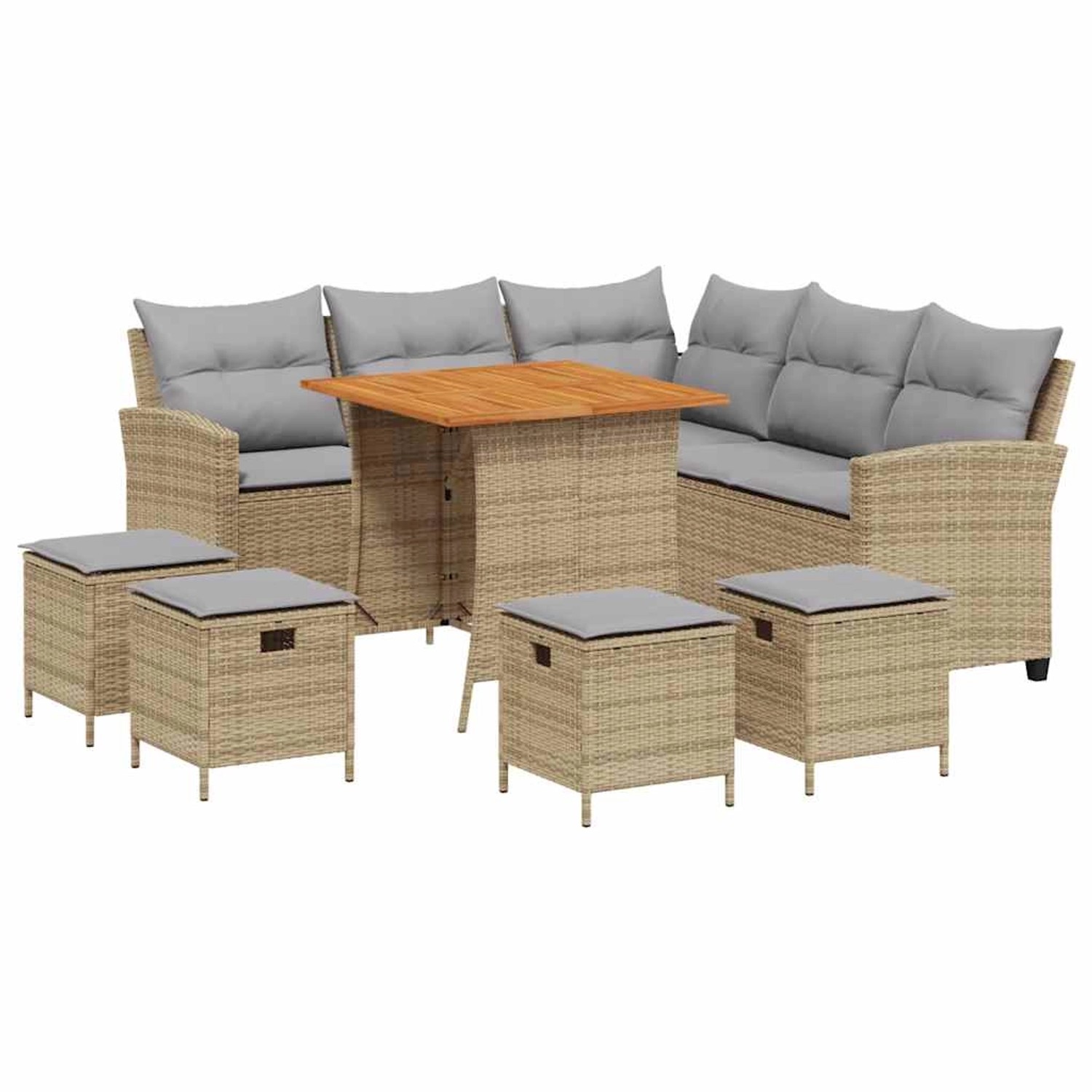 vidaXL 6-Tlg Garten-Sofagarnitur mit Kissen L-Form Beige Poly Rattan 321354 günstig online kaufen