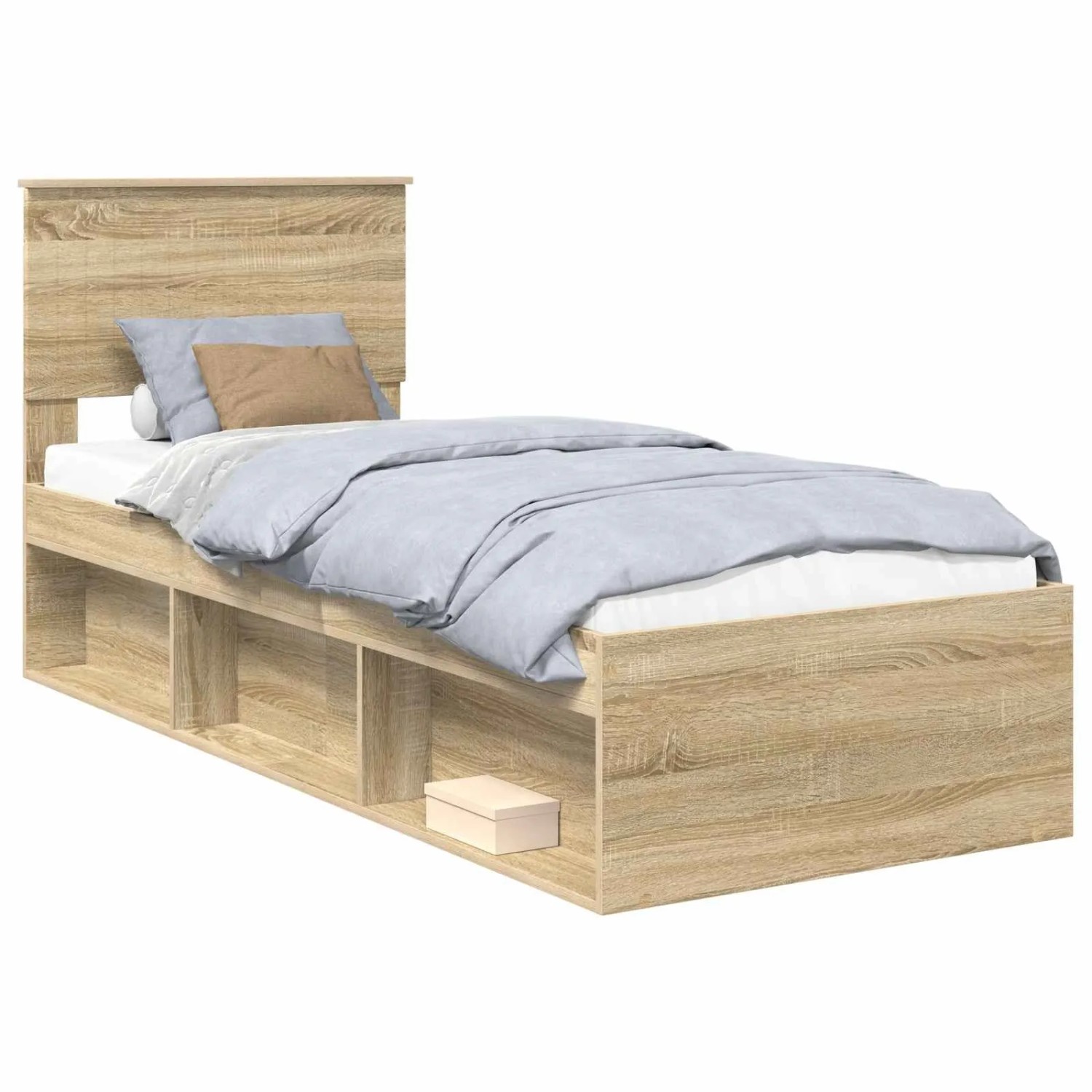 vidaXL Bettrahmen Sonoma-Eiche 75 x 190 cm Massives Kiefernholz 3410665