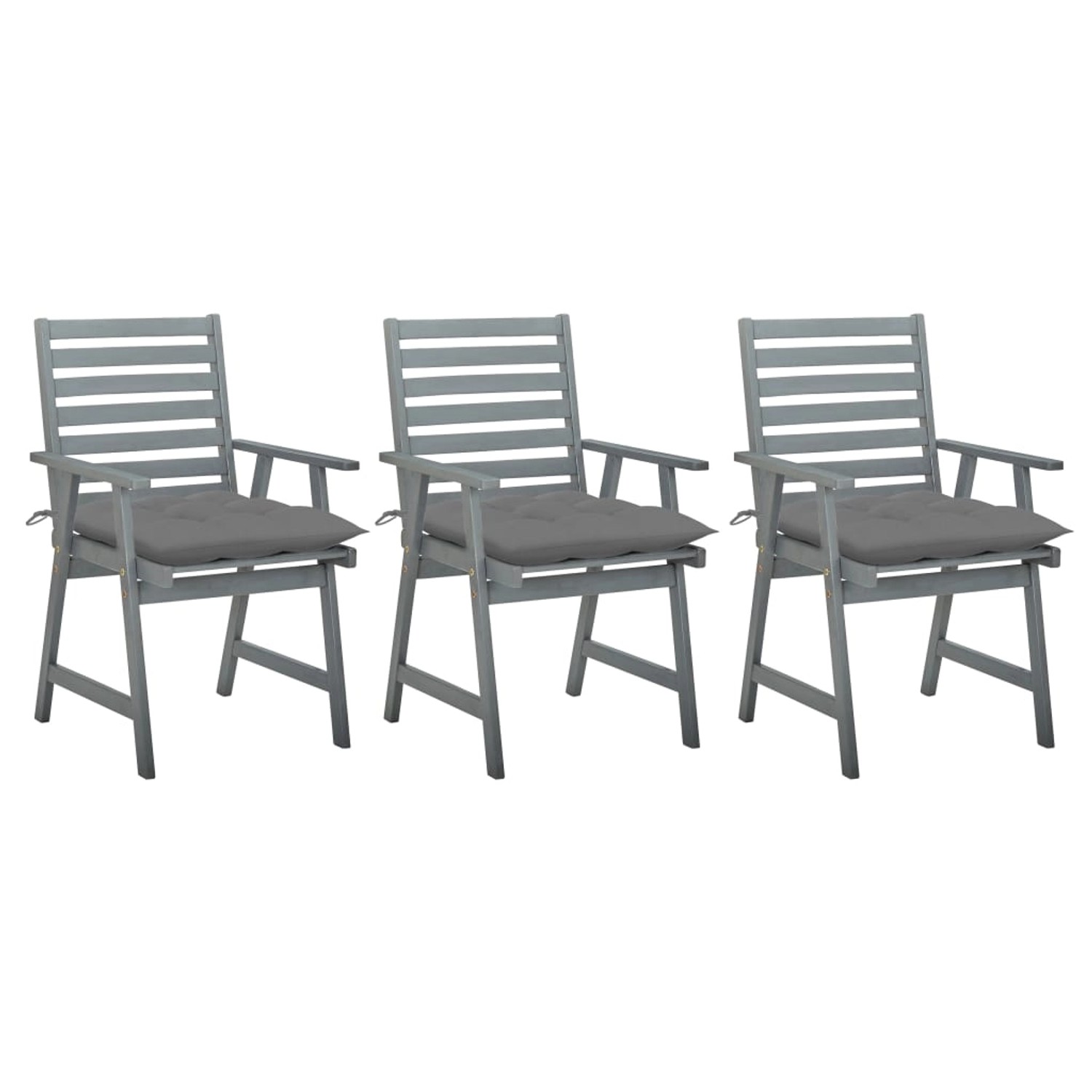 vidaXL Garten-Essstühle mit Kissen 3 Stk. Grau Akazie günstig online kaufen