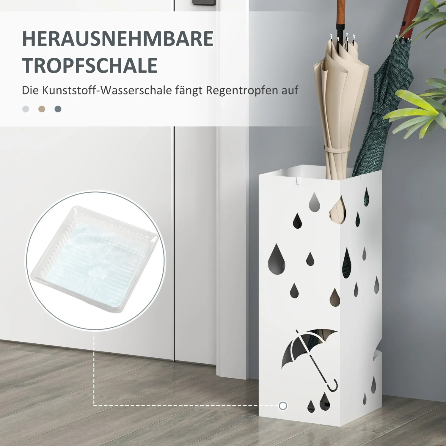 HOMCOM Schirmständer weiß mit 4 Haken Wasserauffangschale kaufen bei OBI