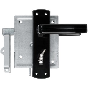 Abus Aufschraubschloss ASS HF BB B/SB für Gartentore, verzinkt mit schwarzem Griff und Schlüssel.