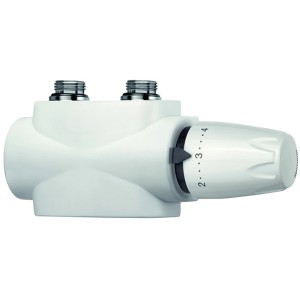 Heimeier Multilux 4er Set für Ein- und Zweirohrsystem, weiße Ausführung mit Thermostatkopf.