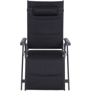 Siena Garden Campingliege Premium XL, anthrazitfarbene Relaxliege mit AirMesh-Bezug und Kopfkissen.