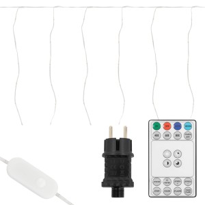 LED Lichtervorhang 300cm warmweiß mit 120 LEDs, Fernbedienung und Netzstecker für Weihnachtsbeleuchtung.