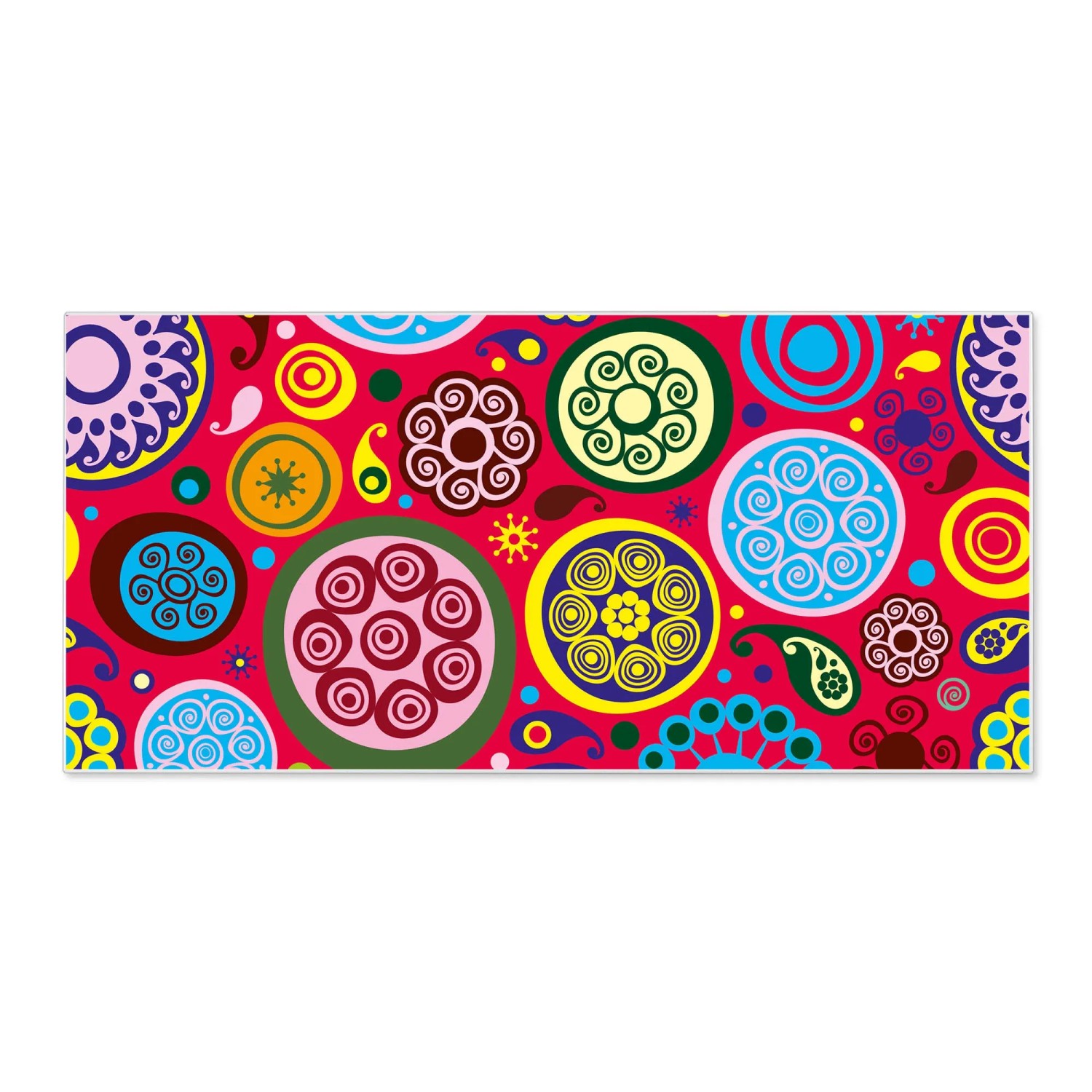 Bunte Magnettafel 78x37cm mit Retro Kreisen als Wanddekoration inklusive 4 Magnete.