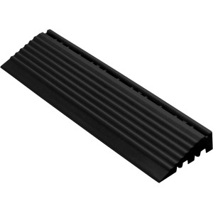 Schwarzes Florco Kunststoff-Seitenteil für 30x30 cm Klickfliesen, zur barrierefreien Terrassengestaltung.