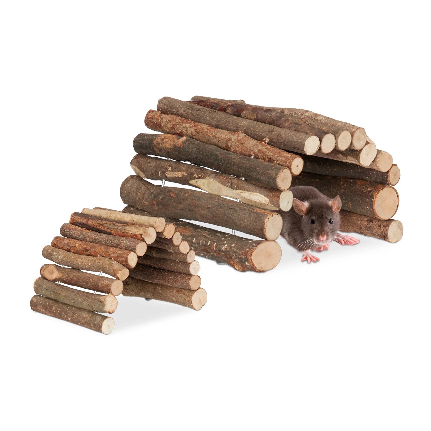 Relaxdays Nagerbrücke 2er Set Holz Natur Flexibel 10 cm x 22 cm 17 cm x 28 cm