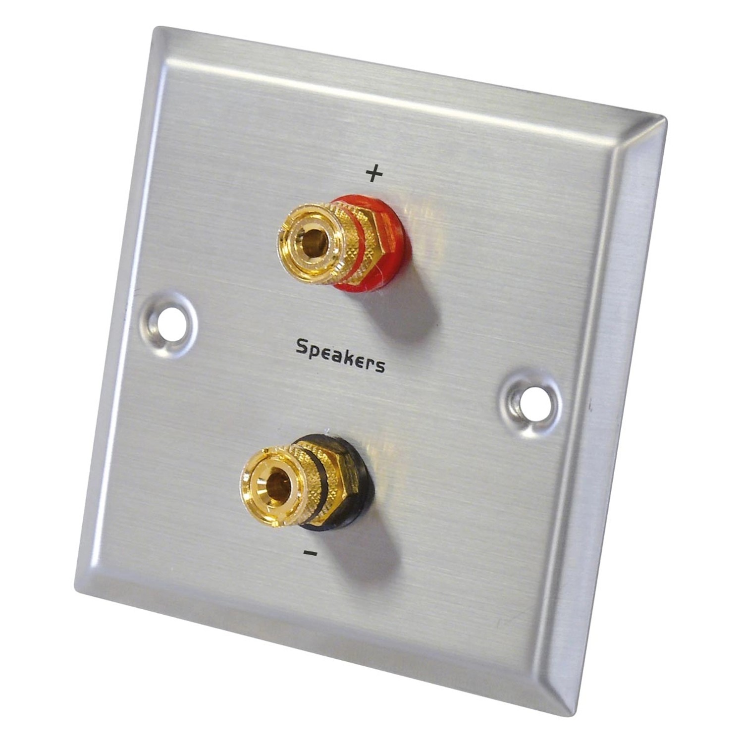 Dynavox Lautsprecherdose mit 2 Bananenbuchsen aus Edelstahl für die Wandmontage.