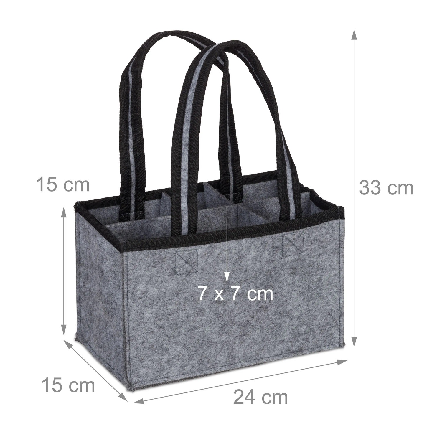 Relaxdays Flaschenträger Filz Anthrazit Faltbar für 6 Flaschen 15 cm x 24 cm x 15 cm 140 g_4