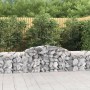 Gabionen-Set mit Hochbogen, 11 Stück, gefüllt mit Steinen, als dekorativer Sichtschutz im Garten.