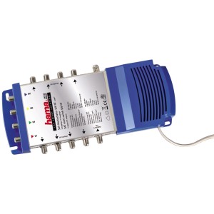 Hama SAT-Multischalter Lypsi SE 5/8 NT für 8 Receiver, blaue Verteiler-Box für SAT-Anlagen.