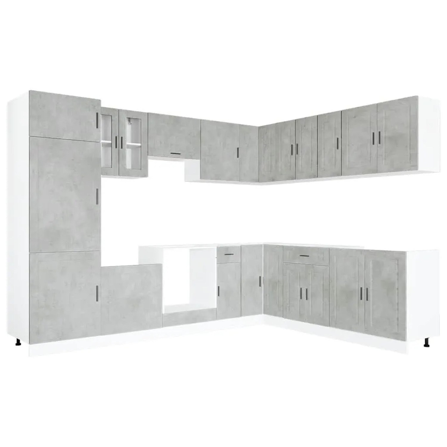 vidaXL 14 Tlg Küchenschrank-Set Porto Betongrau Holzwerkstoff 3314995
