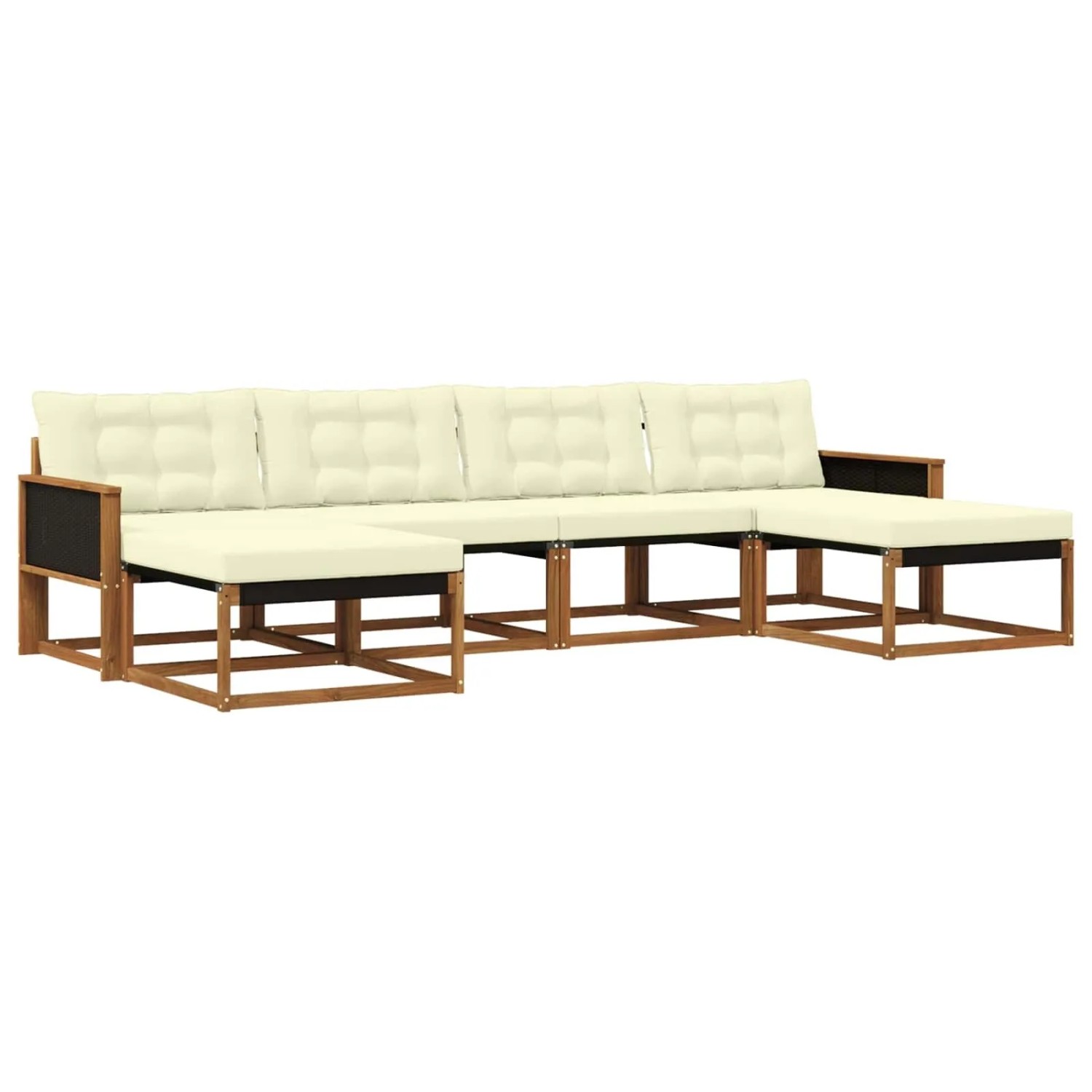 vidaXL Outdoor-Sofagarnitur mit Kissen 6 Stk Natur und Creme 3381590