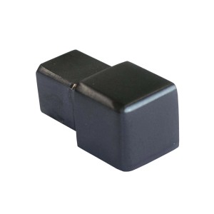 Dalsys Endstück, Quadratprofil 10mm, Edelstahl, Schwarz gebürstet, für Fliesenschienen.