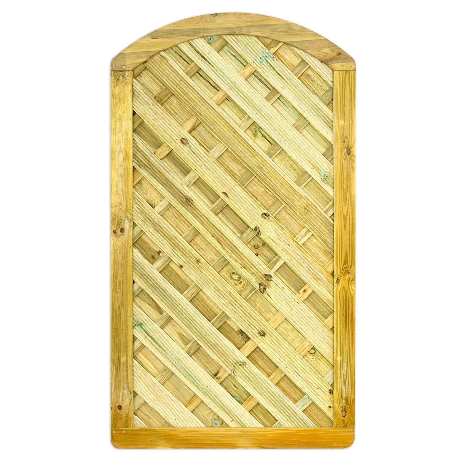 GartenLand Tor Diagonalzaun VARIO Gebogen 100x180 cm Holzzaun Kiefer PEFC KDI Grün Massiver Rahmen 44x88 mm sehr Stabil