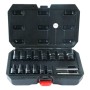 Offener schwarzer Werkzeugkoffer mit 16-tlg. CCLIFE Twist Socket Schraubenausdreher Set 1/2 Zoll für beschädigte Muttern.