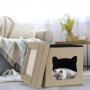 Relaxdays Katzenhöhle MDF Braun Weiß Zweistöckig Faltbar mit 2 Kissen 44 cm x 40 cm x 40 cm 3,1 kg_5