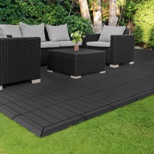 ML-Design WPC Abschlussleiste Ecke rechts, anthrazit, für WPC-Fliesen auf Terrasse.