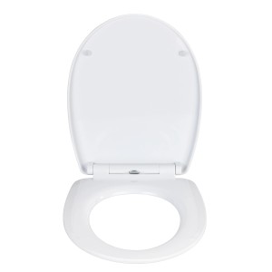 Weißer Wenko WC-Sitz Pretty High Gloss aus Thermoplast, offen.