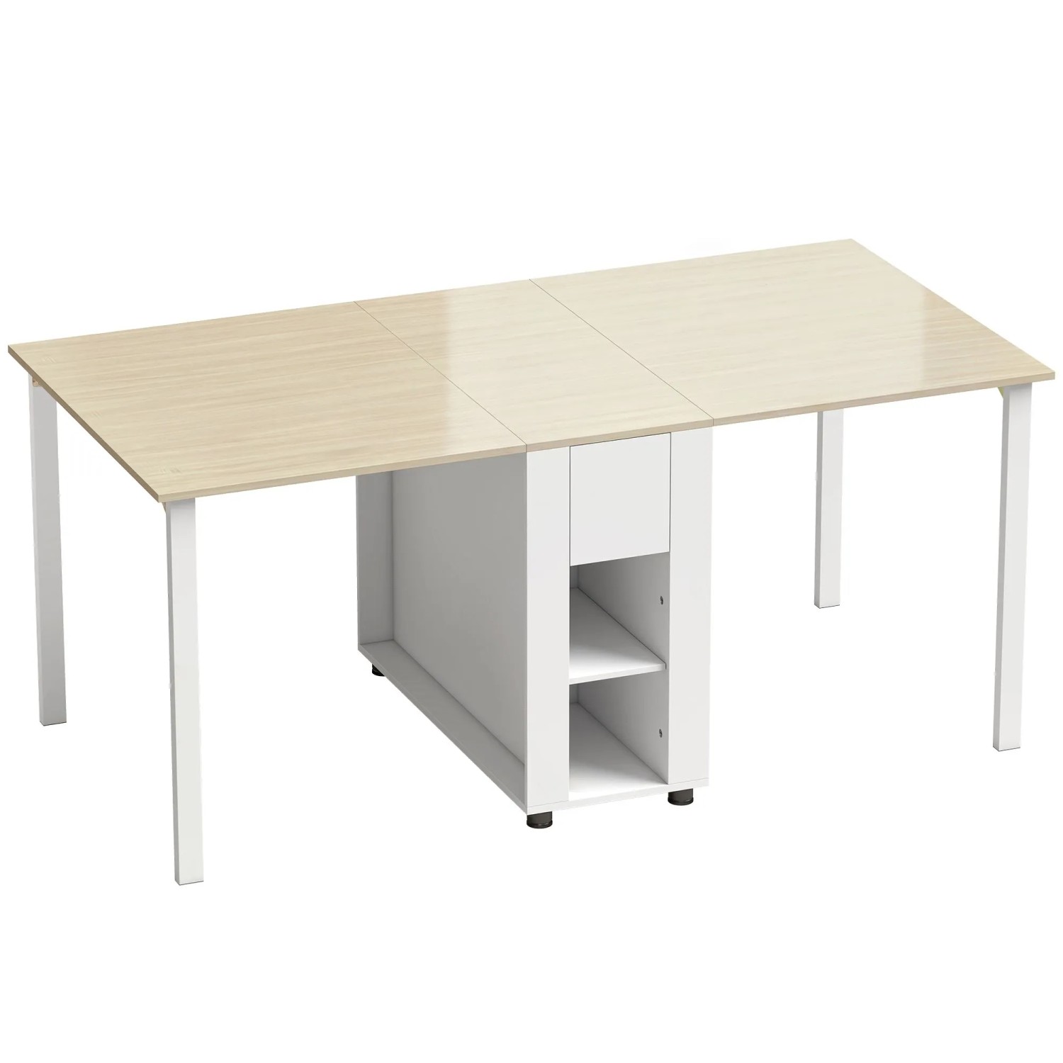 HOMCOM Folding Dining Table MDF Kiefernholz 168,2L x 85B x 73H cm Weiß+Naturholz