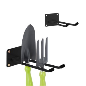 Relaxdays Wandhaken 2er Set Stahl Schwarz 7,5 cm x 9 cm x 24 cm
