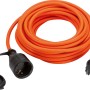 Orangefarbenes Verlängerungskabel für Außen, 10 m, mit Schutzkontaktstecker und -kupplung.
