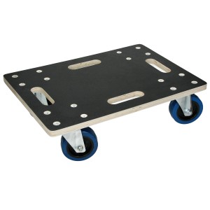 ECD Germany Transportroller 35x50 cm, Rollbrett mit Siebdruckplatte und blauen Rollen.