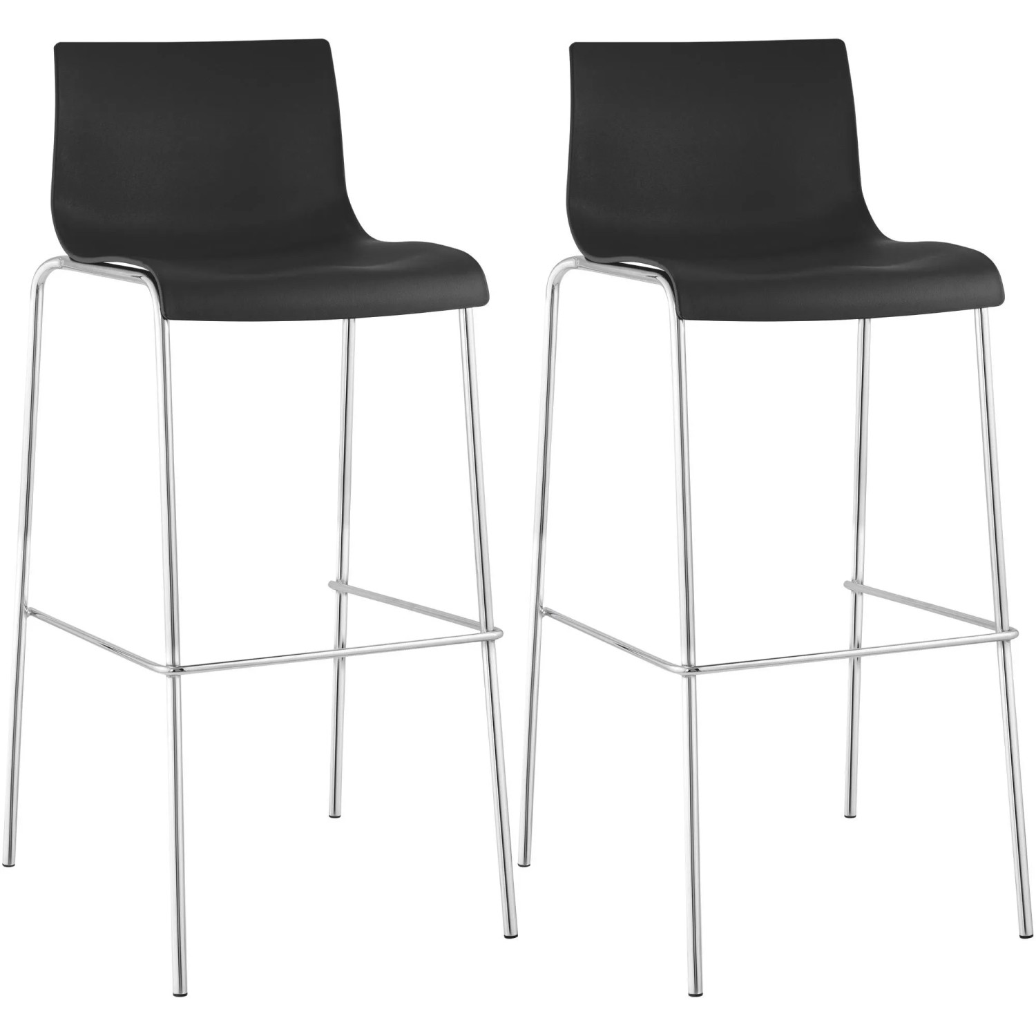 CLP 2er Set Barhocker Hover Kunststoff 4-Fuß Gestell Schwarz/Chrom