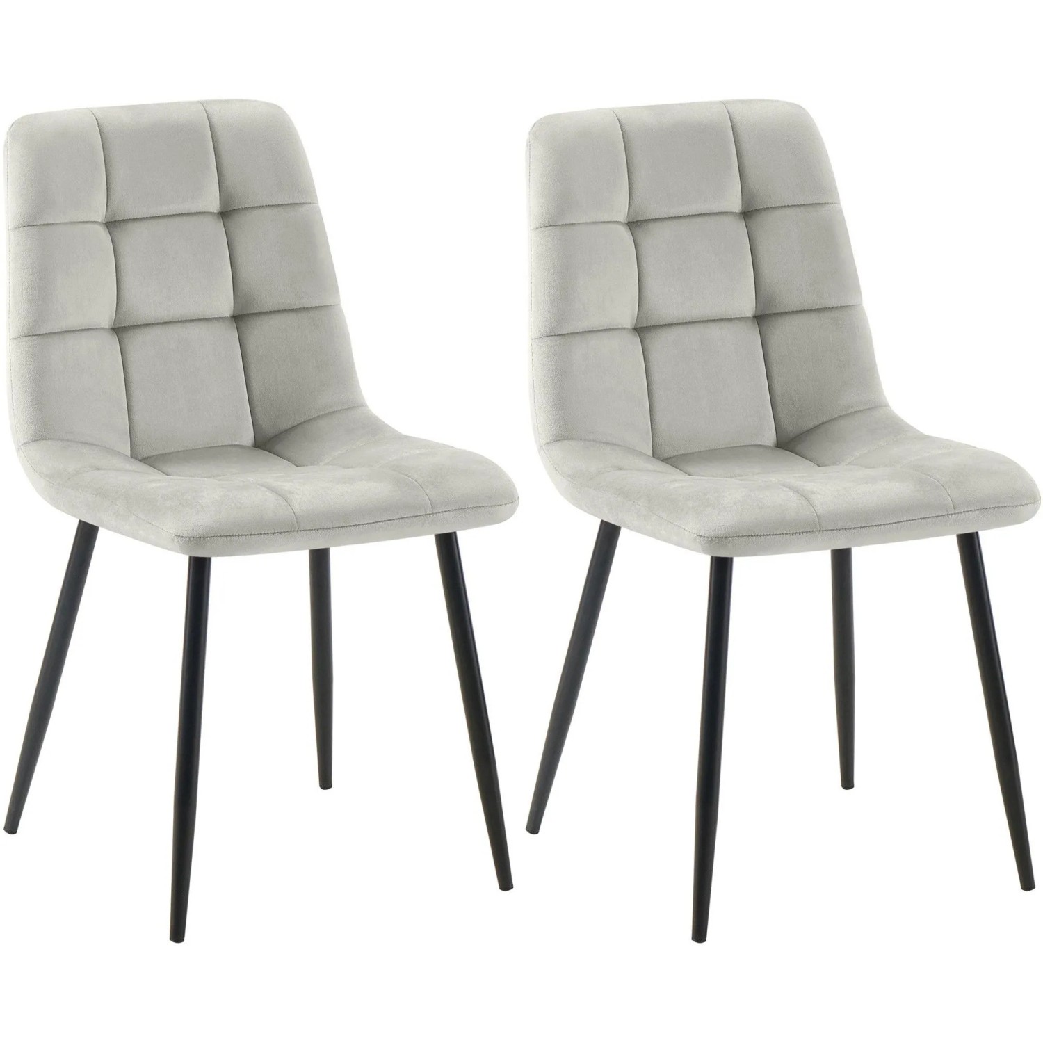 DELUKE 2er Set Esszimmerstuhl FIGAD Samt Grau 45x55x84cm Essstühle Esszimmerstühle Küchenstühle Wohnzimmerstühle