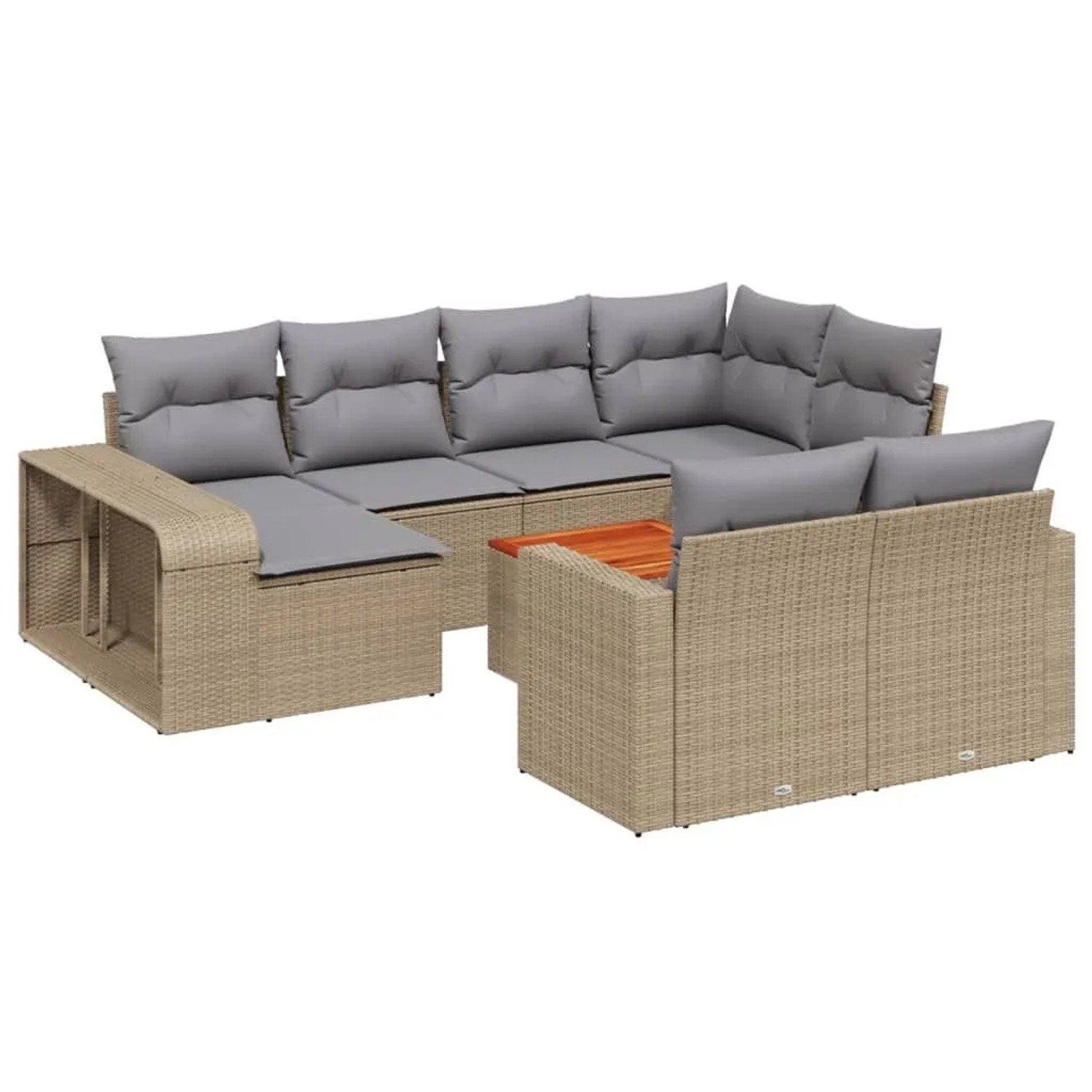 vidaXL 11-Tlg Garten-Sofagarnitur mit Kissen Beige Poly Rattan 3261309