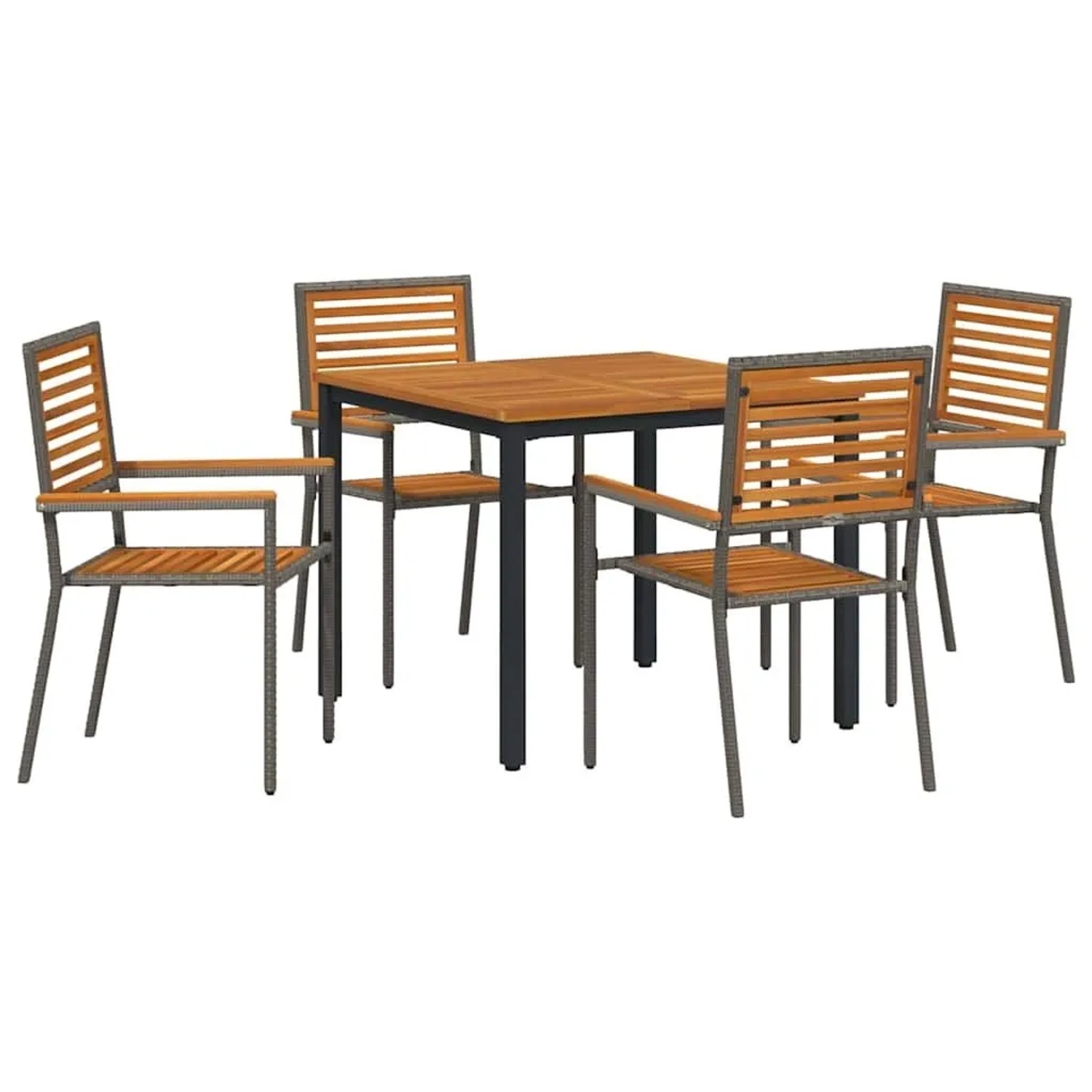 vidaXL Garten Essgruppe 5-Tlg Grau und Braun Poly-Rattan 3365494