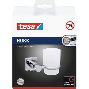 Tesa Hukk Zahnputzbecher, verchromt, zur Wandmontage ohne Bohren.