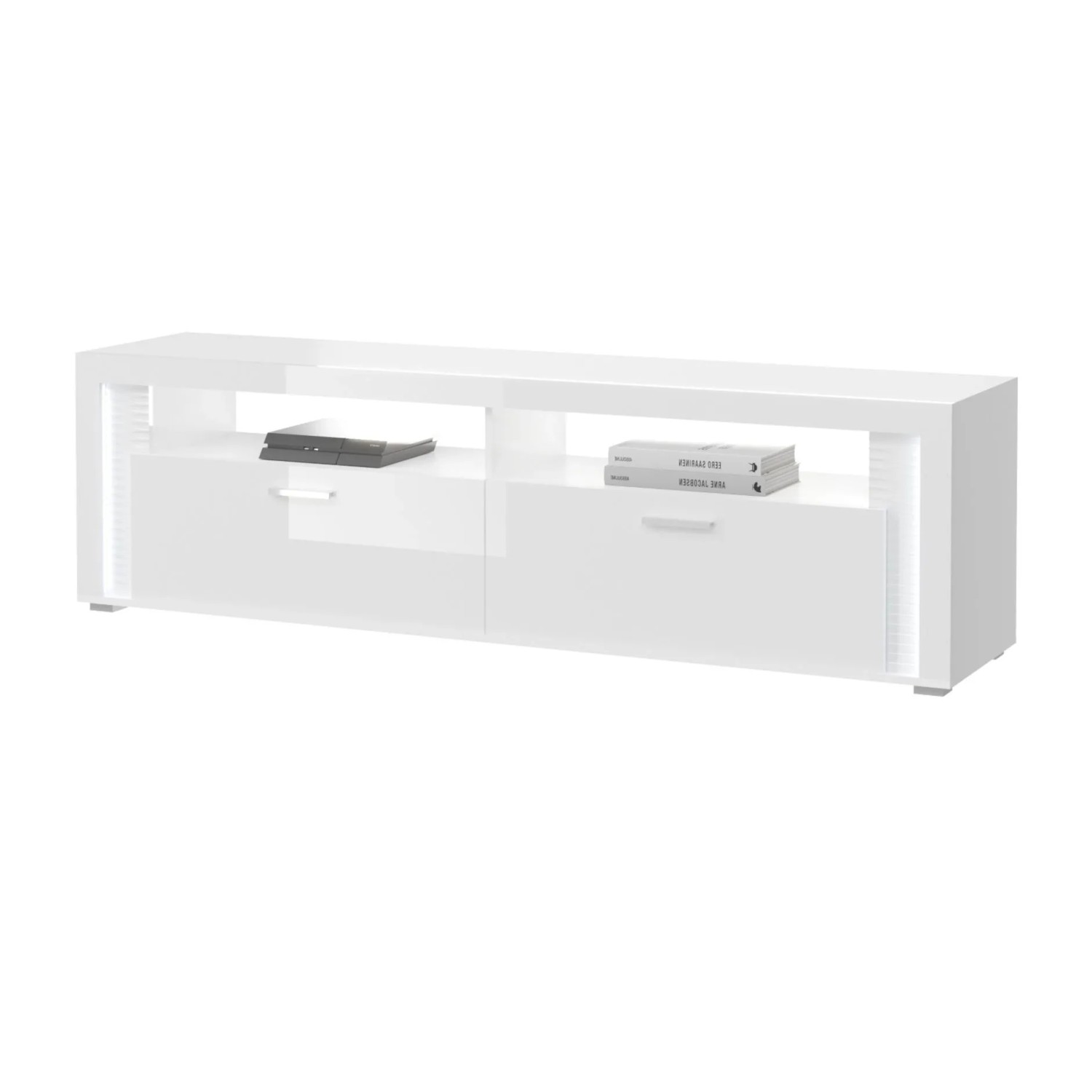 Inn.Furn TV-Lowboard Weiß Hochglanz 201 x 58 cm mit Gasdruckdämpfer Sunroof günstig online kaufen