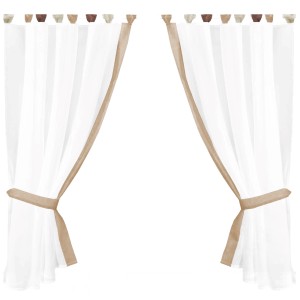 Arsvita Gardinenset Skyline Landhausstil, beige, 140x120cm, mit Schlaufen und Raffhaltern.