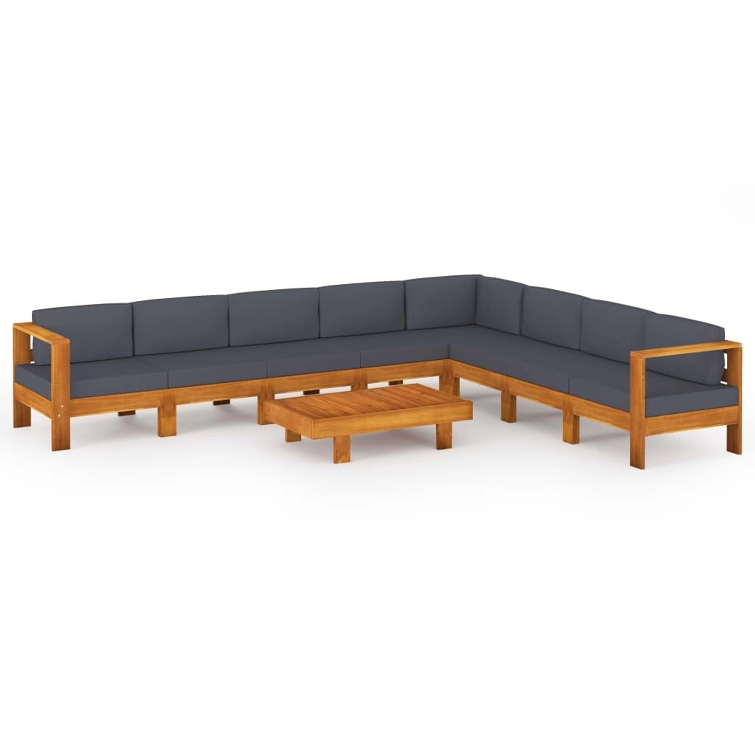 vidaXL 9-tlg Garten-Lounge-Set mit Dunkelgrauen Auflagen Akazienholz Modell 3