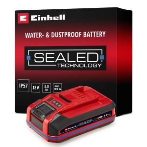 Einhell Akku 18V 3,0 Ah Sealed Power X-Change Plus, rot/schwarz, für Elektrowerkzeuge.