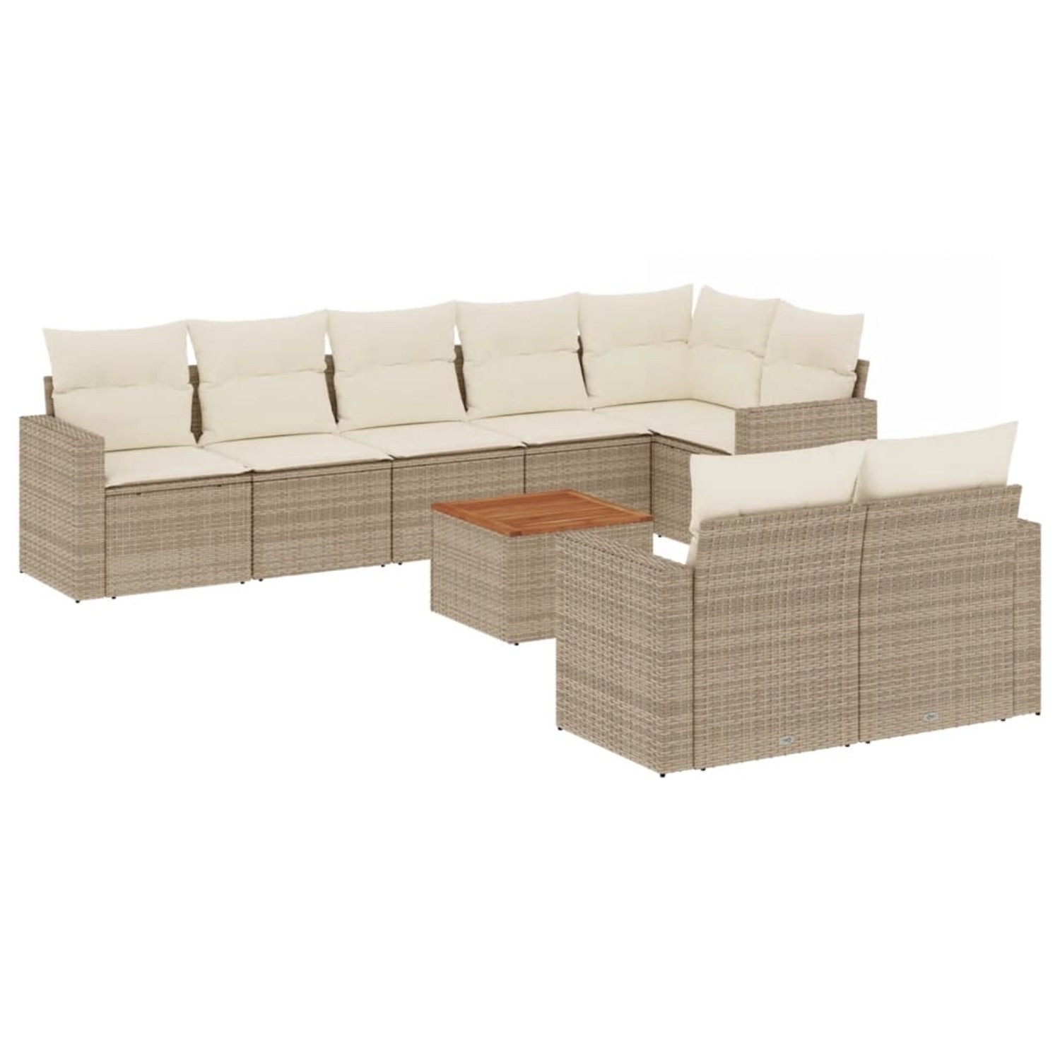 vidaXL 9-Tlg Garten-Sofagarnitur mit Kissen Beige Poly Rattan 3256541 günstig online kaufen