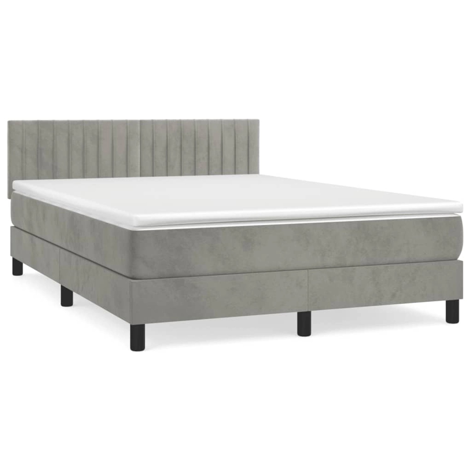 vidaXL Boxspringbett mit Matratze Hellgrau 140x190 cm Samt 3141419 günstig online kaufen