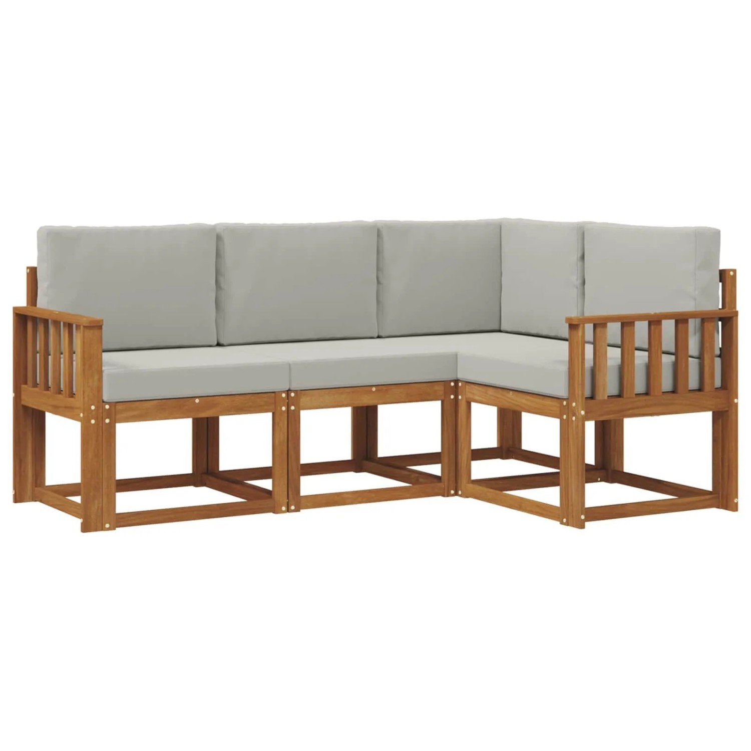 vidaXL Outdoor-Sofagarnitur mit Kissen 4 Stk Natur und Hellgrau 3366319