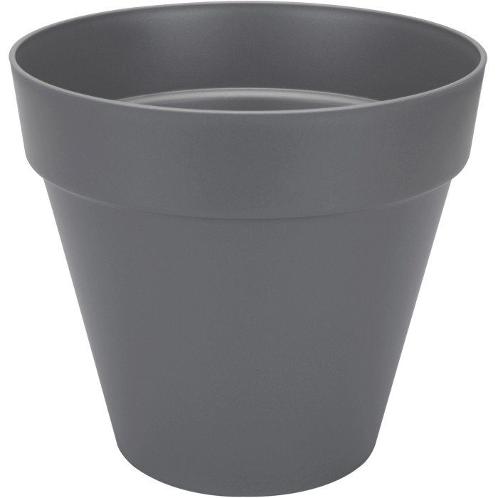 Runder Blumentopf Aus Polypropylen, 30 Cm Ø X 29 Cm H – Mit Wasserreservoir, In Grau (ohne Untersetzer)