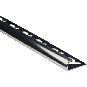 Poliertes Edelstahl Viertelkreis-Abschlussprofil, 10 mm x 1 m, für Fliesenkanten.