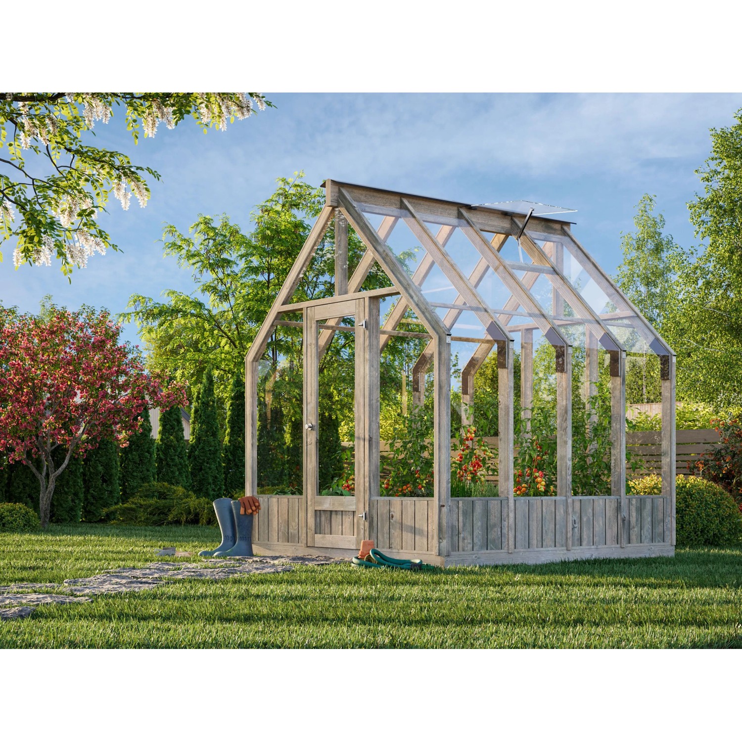 Palmako Gewächshaus Emilia 5 Grau 5,4 m²