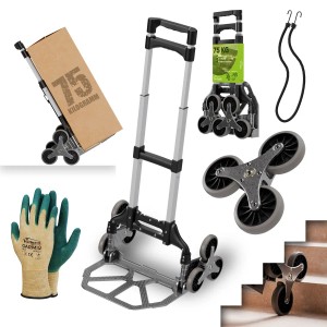 TroniTechnik klappbare Sackkarre für Treppen, bis 75kg belastbar, mit Zubehör.