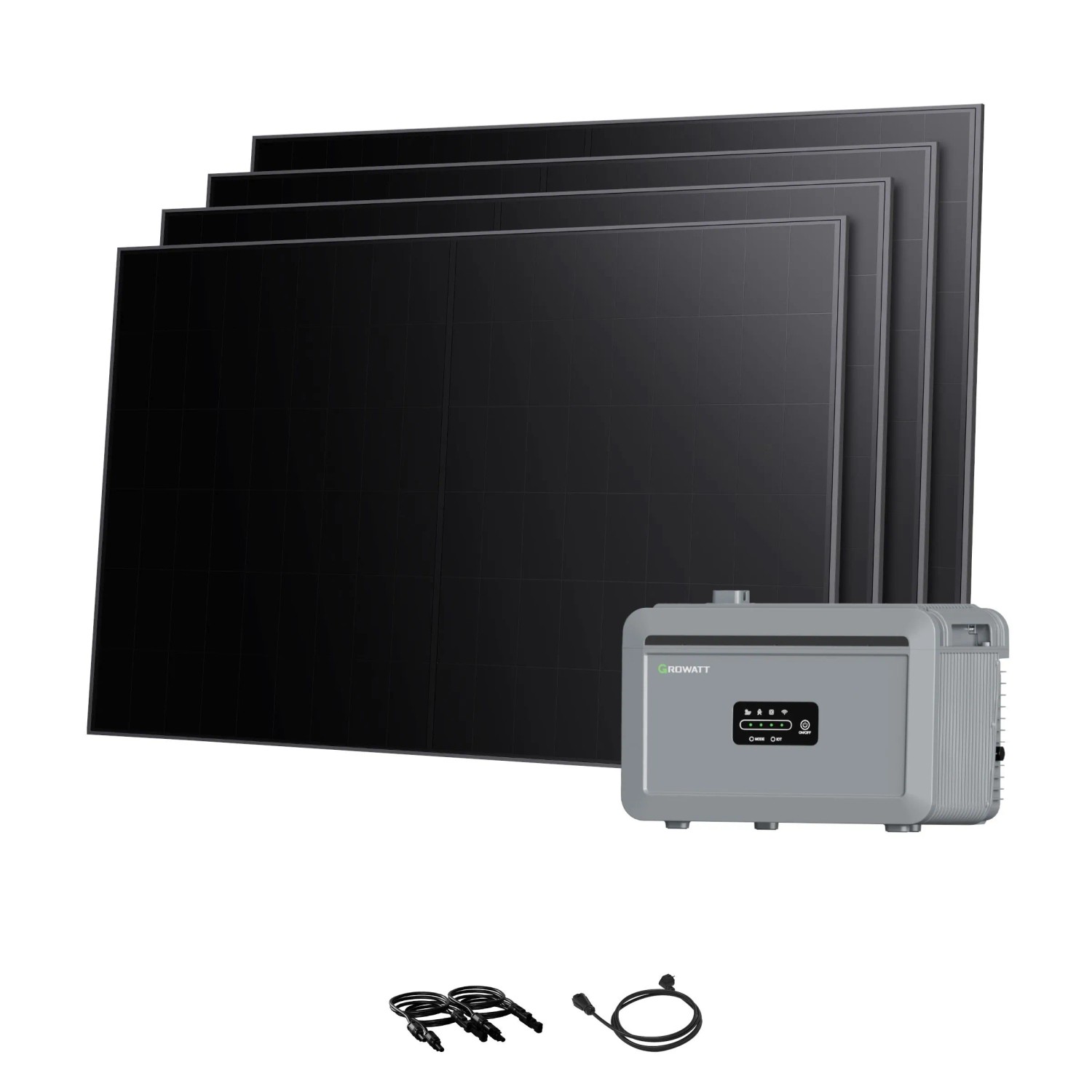 Growatt Balkonkraftwerk Set NEXA 2000 Speicher 2048 Wh mit 1920W BC-Modulen Full-Black