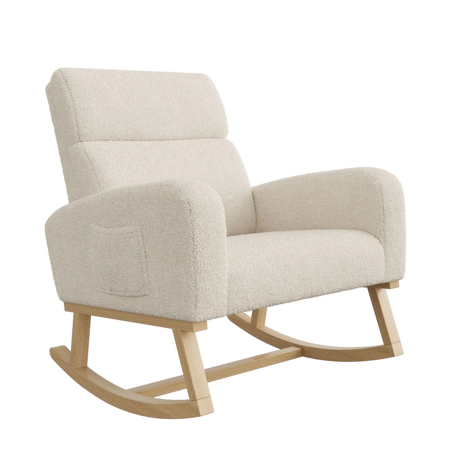 PXloue Polsterstuhl für Wohnzimmer Relaxsessel mit Beinen aus Massivholz Beige