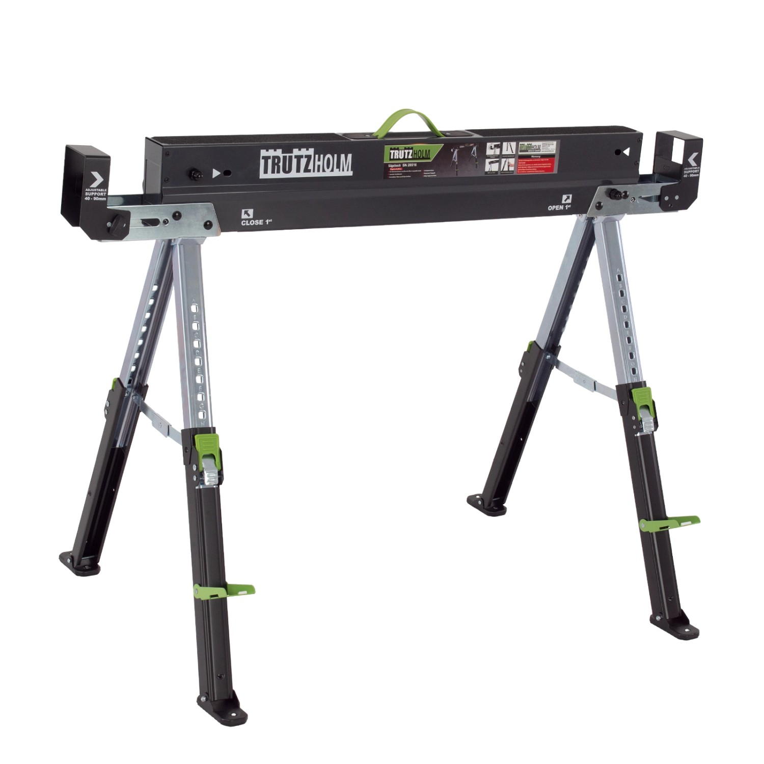 TRUTZHOLM Sägebock Deluxe 9Fach Höhenverstellbar Klappbock Aus Stahl Traglast 650 kg