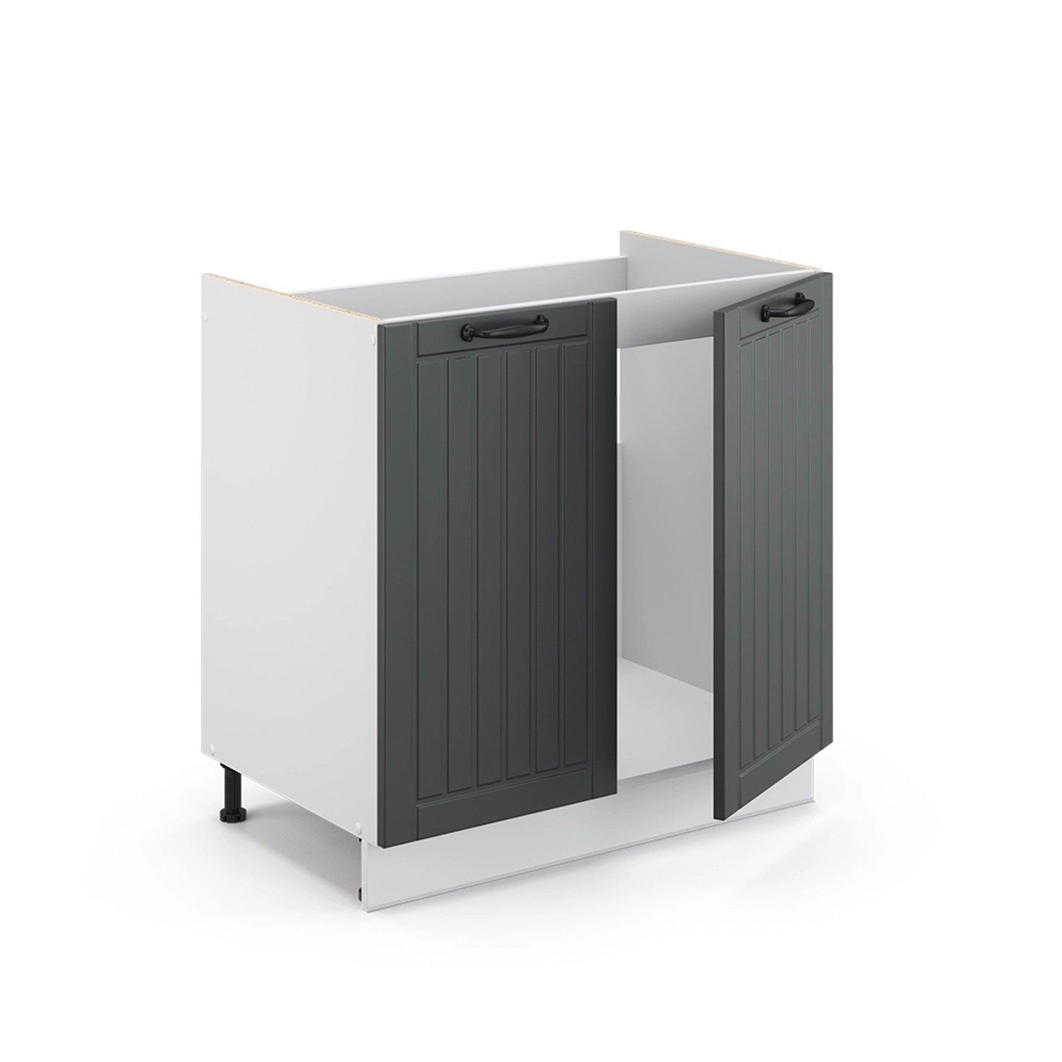Vicco Spülenunterschrank Fame-Line Anthrazit Landhaus/Weiß 80 cm AP Eiche günstig online kaufen
